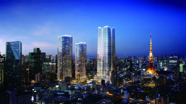 Tòa tháp Aman Residences giữa đường chân trời Tokyo về đêm