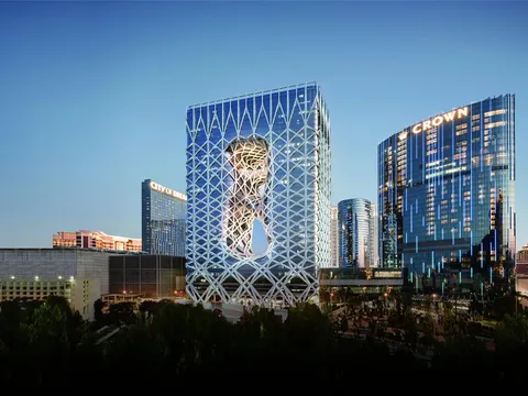 Mặt ngoài khách sạn Morpheus với kết cấu lưới của Zaha Hadid, City of Dreams Macau